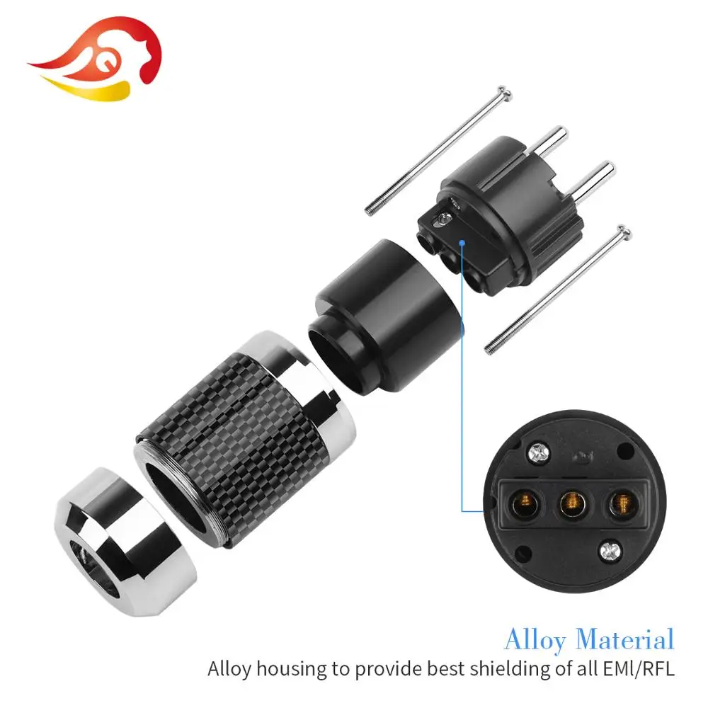 Штепсельная Вилка QYFANG из углеродного волокна с родиевым покрытием штепсельная