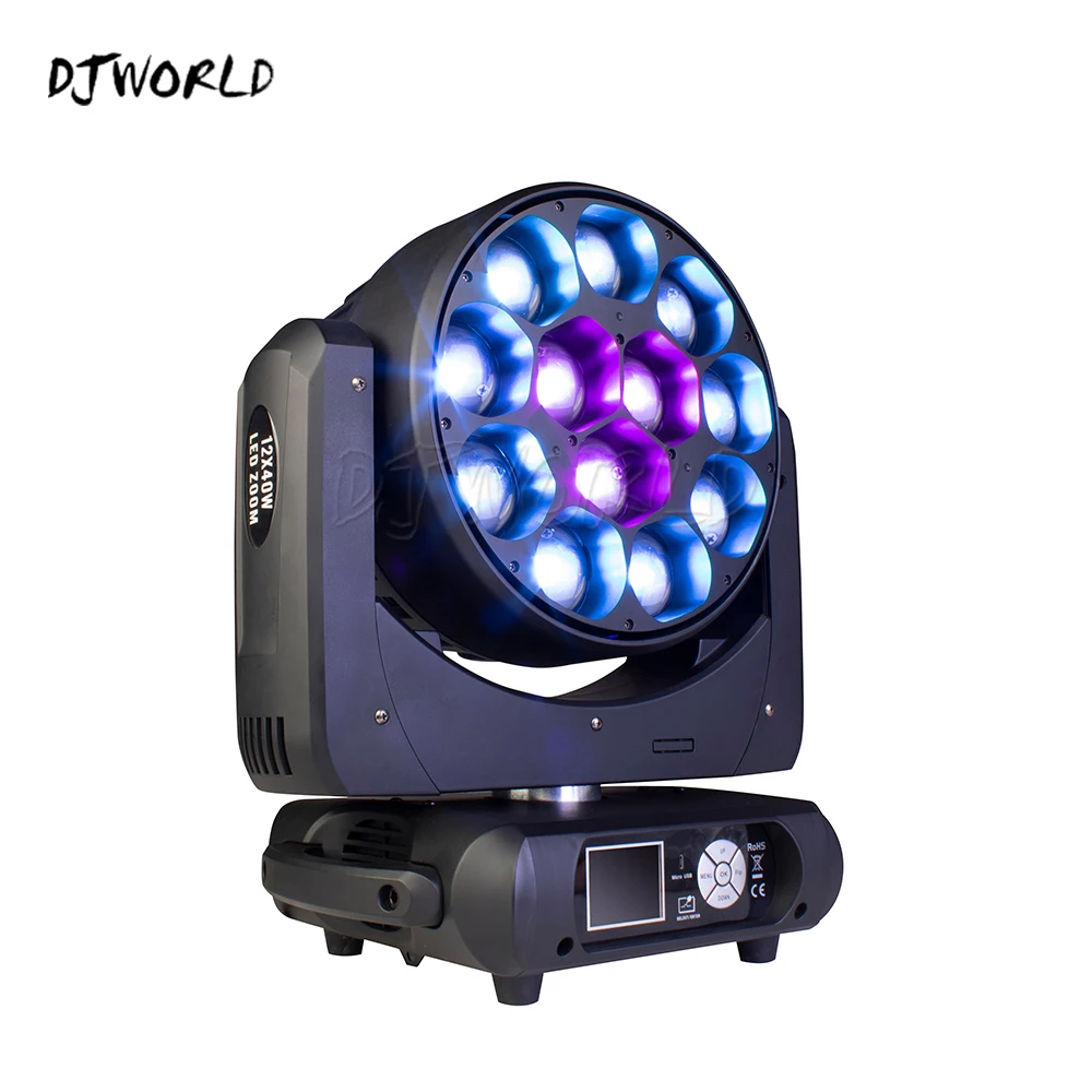 

LED Beam+Wash Moving Head Light Big Bees Eyes 12x40W RGBW 4in1 Zoom With DMX512 For Disco KTV Party DJ Stage Equipment