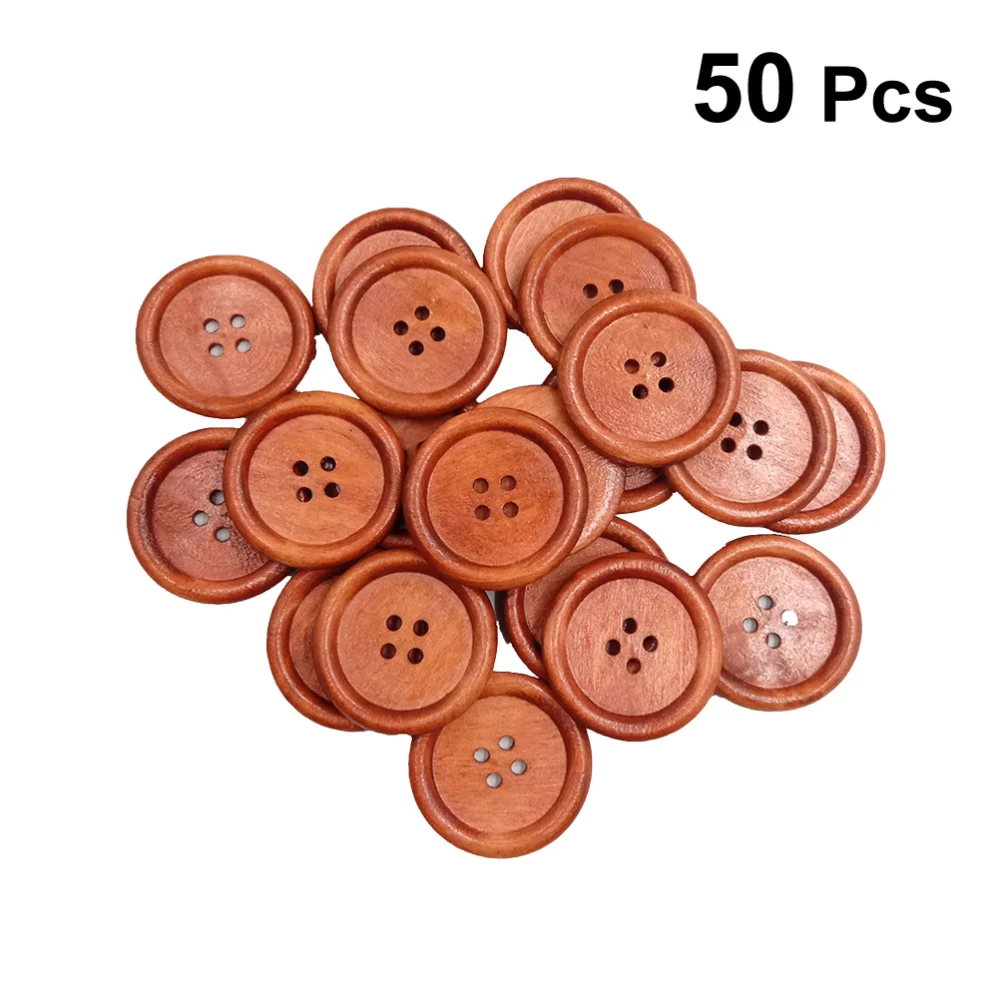 50 шт. 18 мм деревянная круглая пуговица с 4 отверстиями оранжевого цвета узкими
