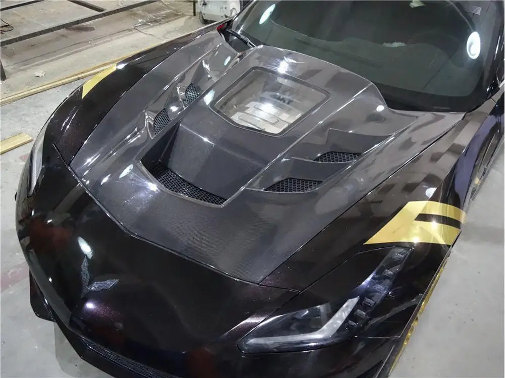 Центральный капот из углеродного волокна подходит для 2014 2017 Corvette C7 задний Splitte