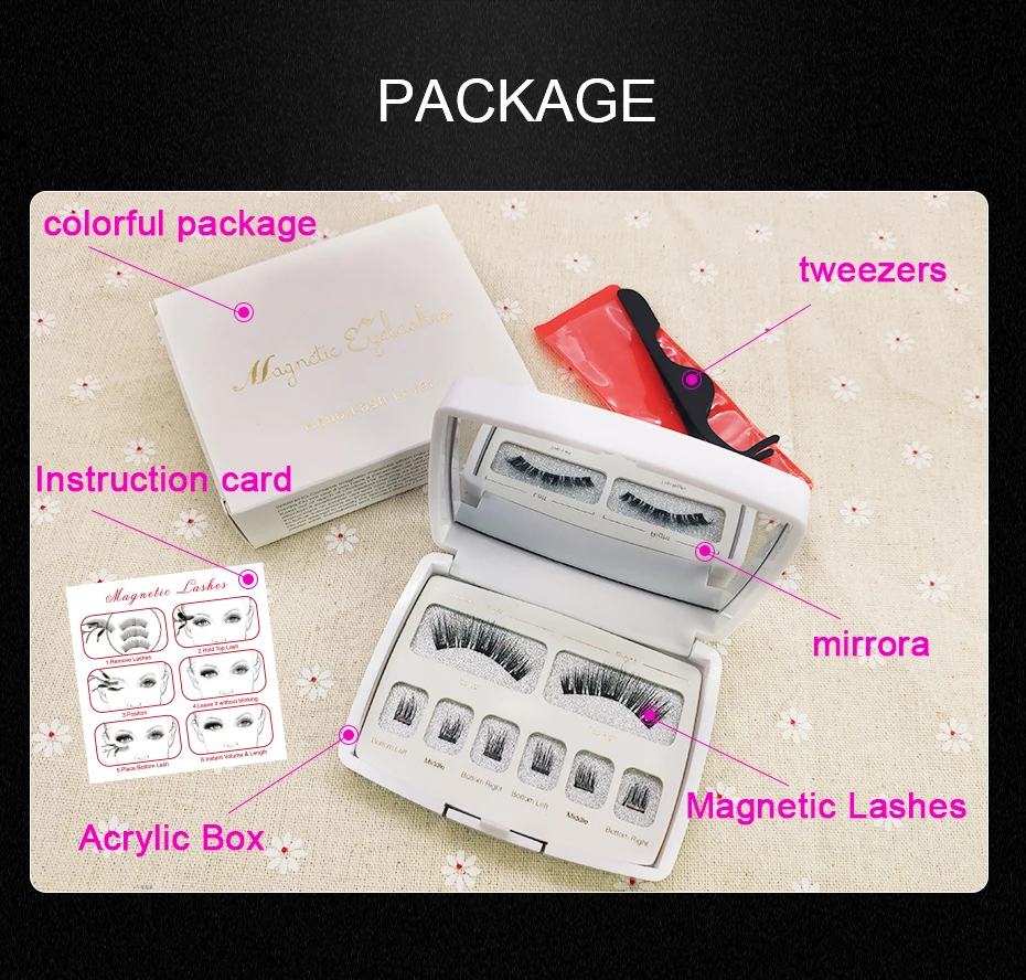 3 магнитные ресницы ручной работы многоразовые натуральные водонепроницаемые