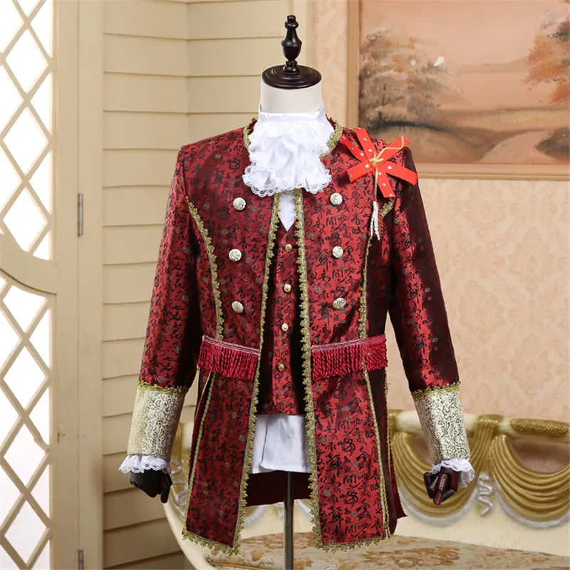 Модный мужской костюм дворного принца трех цветов винтажный приталенный с