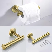 brushed gold toilet paper holder wall mountstainless steel bathroom accessories set round base fr3