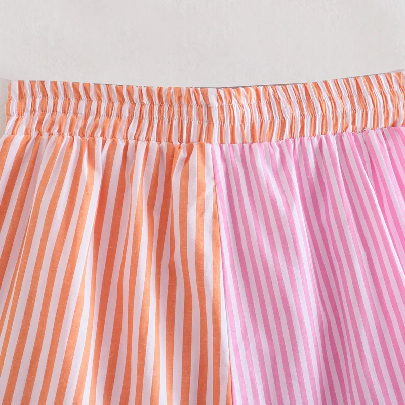 Женские шорты в полоску с завязкой-бантом KUMSVAG повседневные эластичным поясом