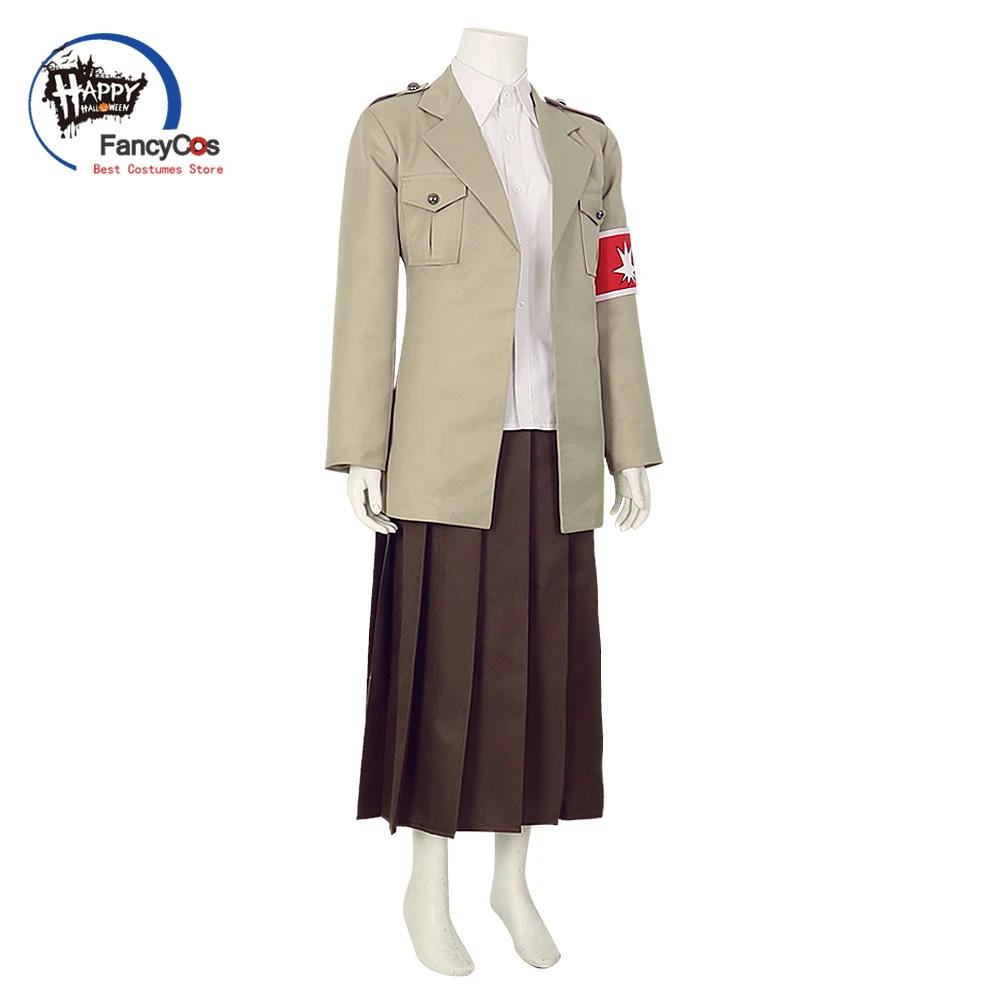 Anime Attack on Titan Jacket Eldian Warrior Unit Pieck Jacket Shingeki No Kyojin Eldian Dress Marley Military Cosplay Costume