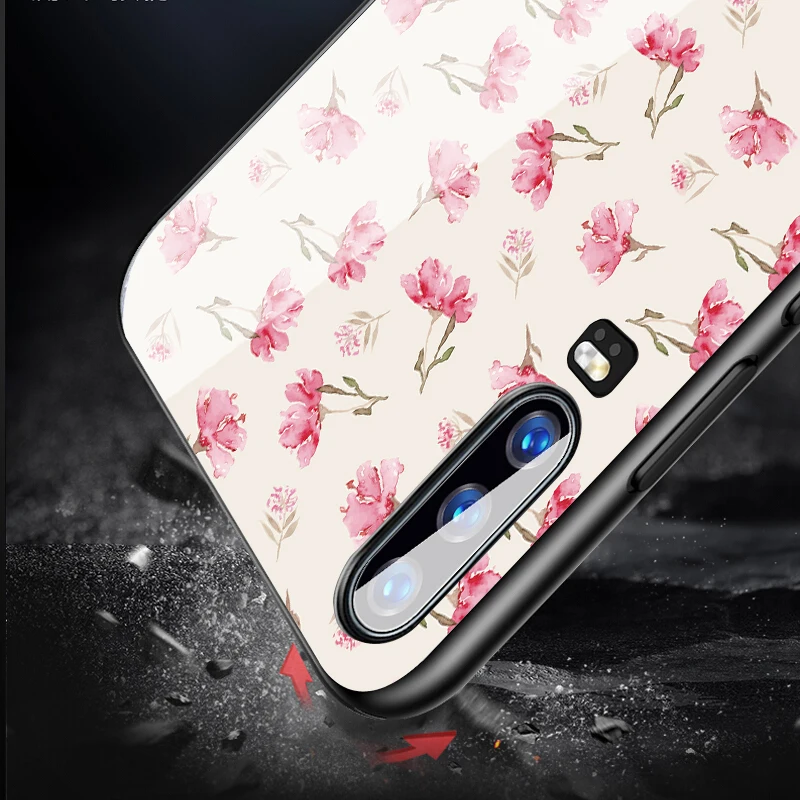 Для huawei P30 Lite чехол для телефона P20 mate 20 P smart Z Nova 3 цветок закаленное стекло задняя