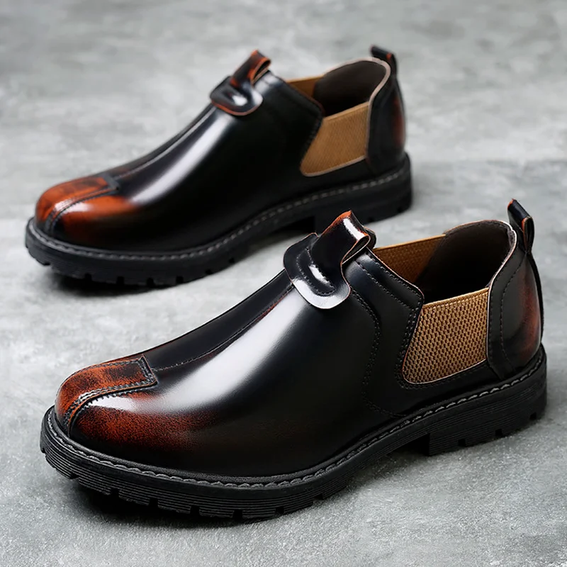 

Men's Casual Shoes 2022 Spring British Tooling Trendy Shoes Mens Chelsea Single Boots Slip-on Round Toe Retro Men Shoes