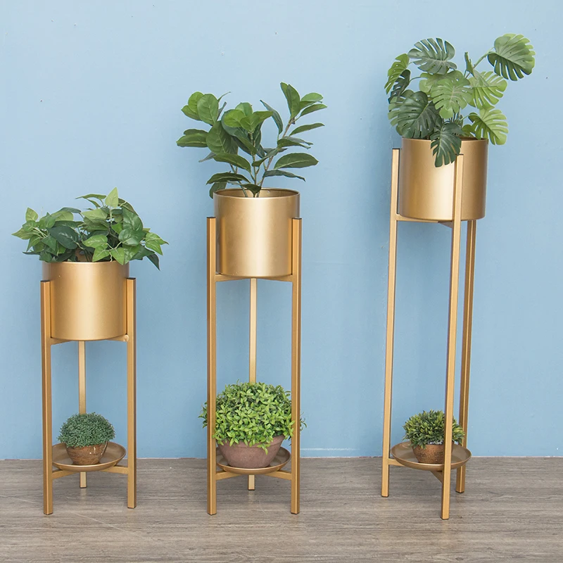 

Northern Europe Flower A Living Room Wrought Iron Metal Originality Modern Concise To Ground Golden Decoration Indoor Green