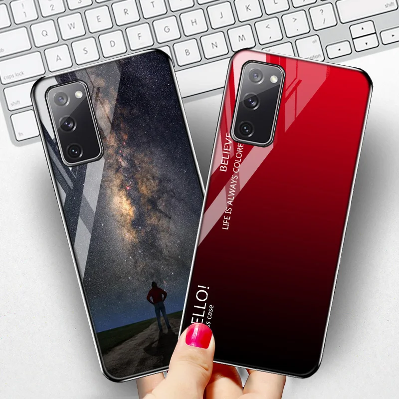 

Tempered Glass Case For Samsung S21 Ultra Case For Samsung S21 S20 FE S9 S8 S10 Plus Note 10 Pro 20 Ultra M31 Hard PC Cover Capa