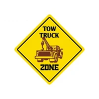 szwl warning car stickers tow truck crossing sign vinyl sunscreen decal for rv van jdm car accessories graphics13cm13cm
