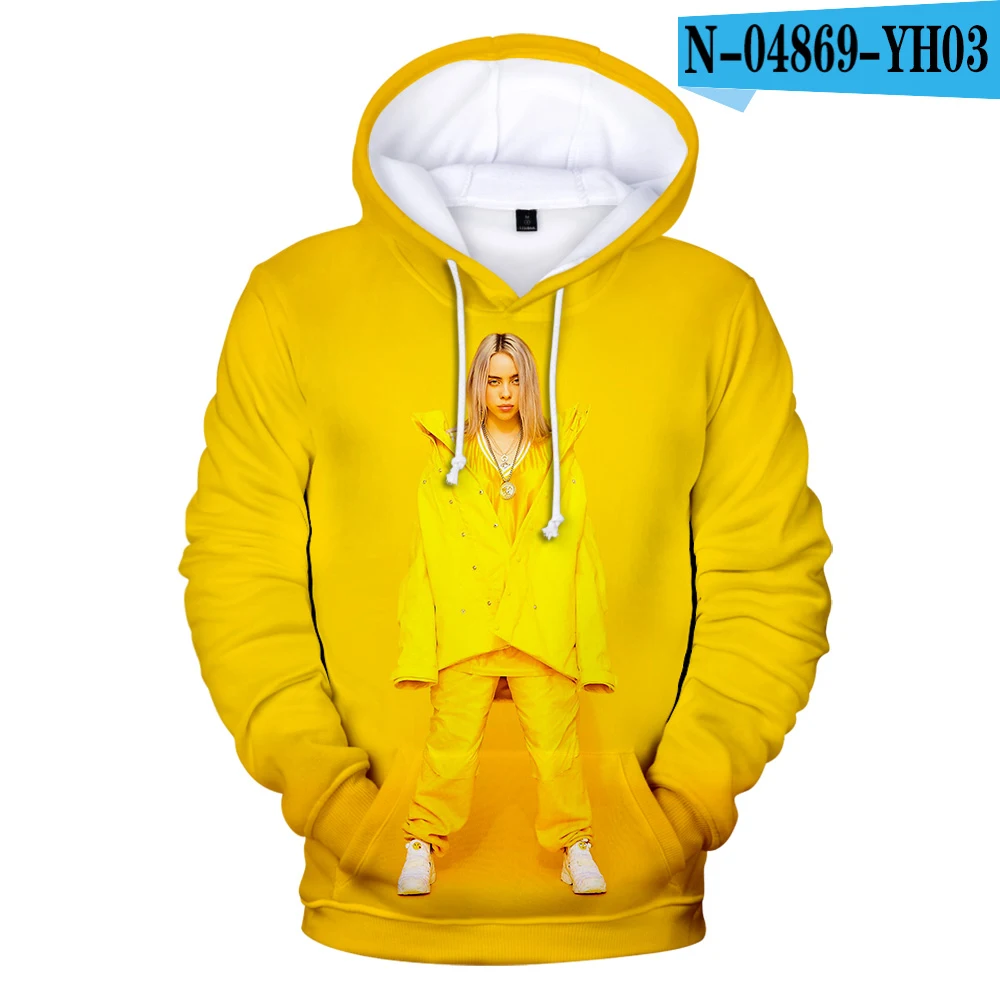 3D Оригинальные толстовки для мужчин и женщин Billie Eilish, толстовка с капюшоном, лидер продаж, осенне-зимняя модная одежда для мальчиков и девочек - Цвет: 3D