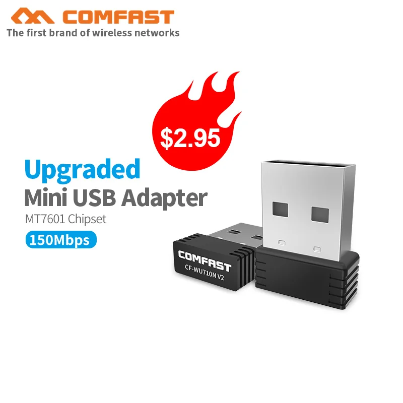 

Comfast MT7601U 150Mbs mini USB Wireless Wifi Adapter 2.4G wifi ethernet Network Card 802.11b/g/n 2dBi Antenna pc wifi dongle