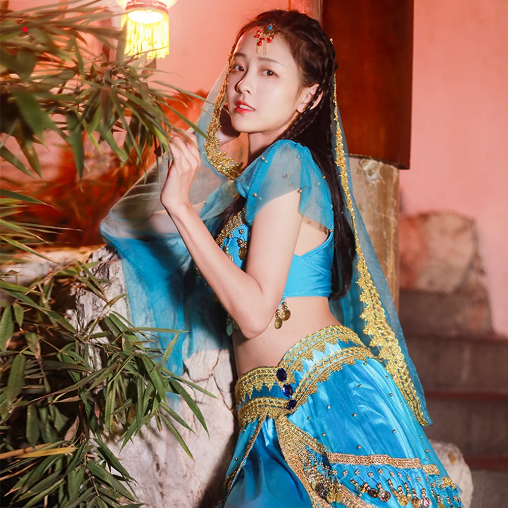 Женские индийские костюмы танец живота Болливуд комплект Хэллоуин Аниме Косплей