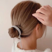 new women elegant luxury rhinestone tassel ponytail hair claws lady sweet meatball hair clips headband fashion hair accessories