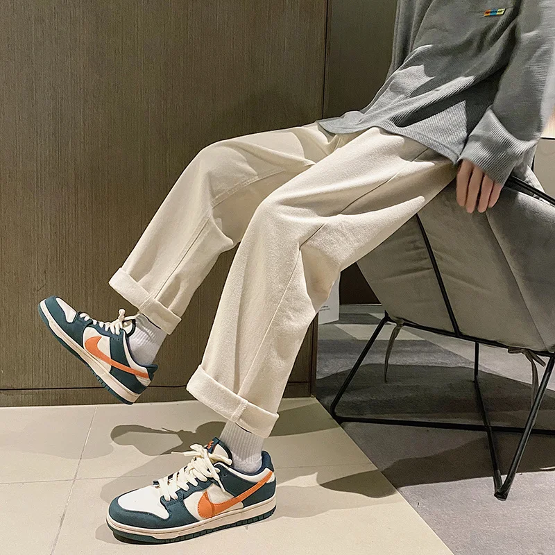 Khaki Beige Jeans Men's Fashion Cotton Casual Baggy Jeans Men Streetwear Loose Hip-hop Straight Denim Trousers Mens Clothing