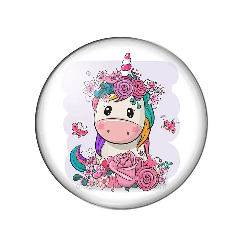 Единорог девушки мультфильм стекло кнопки сделай сам серьги гвоздики с