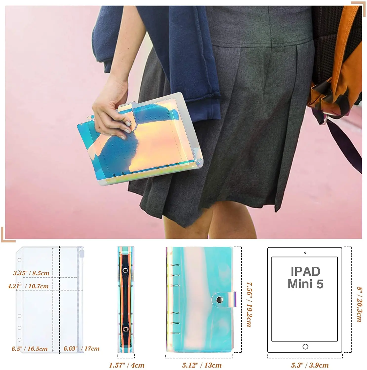 

NEW A6 Clear Soft PVC Notebook Binder Cover Planner 6-Ring Loose-Leaf Folder Cash Budget Envelope System with10 PCS Pockets