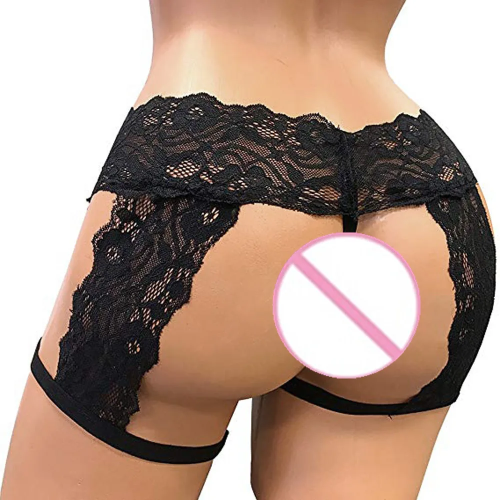 Мужские кружевные трусы стринги с мешочком черные ажурные брифы нижнее белье для