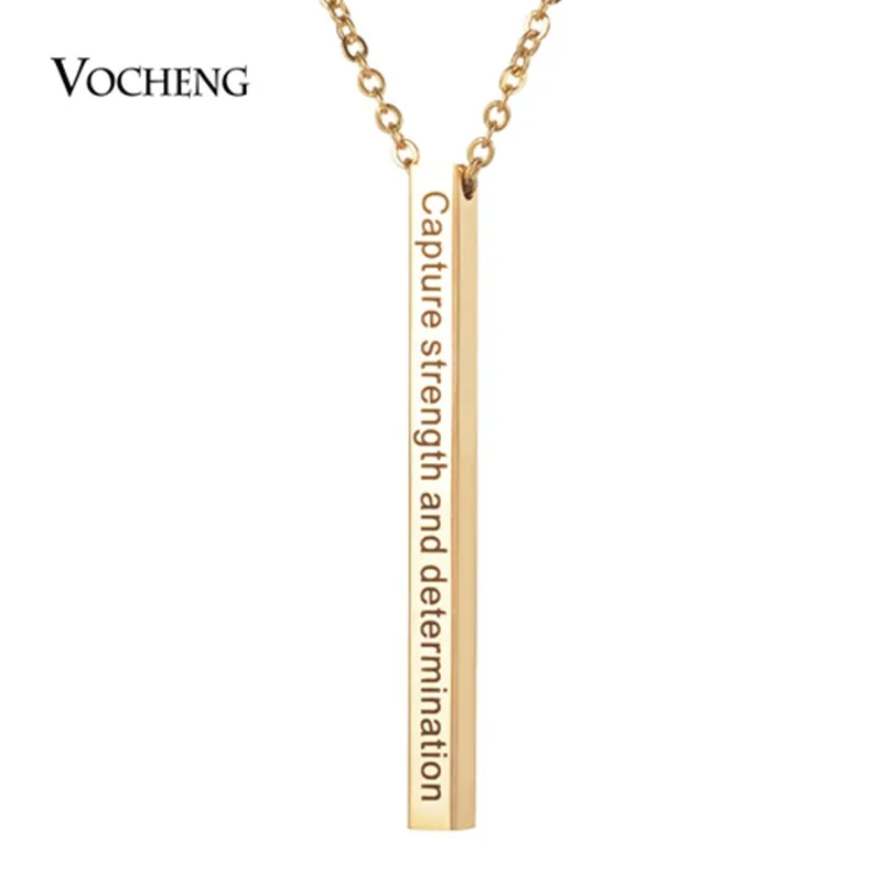 10pcs/lot Custom Four Sides Engraving Personalized Square Bar Custom Name Necklace Unisex Stainless Steel Message Pendant