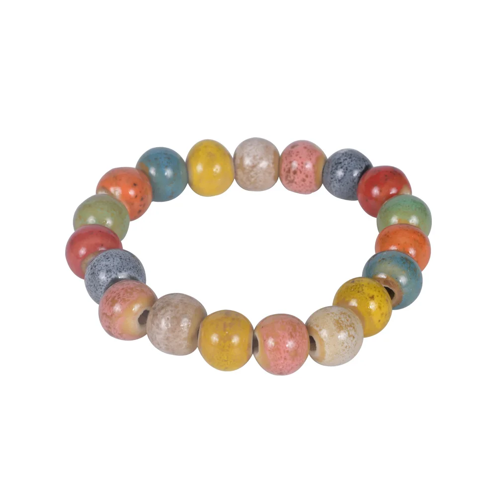 Новый натуральный многоцветный керамический камень Круглый браслет из бисера