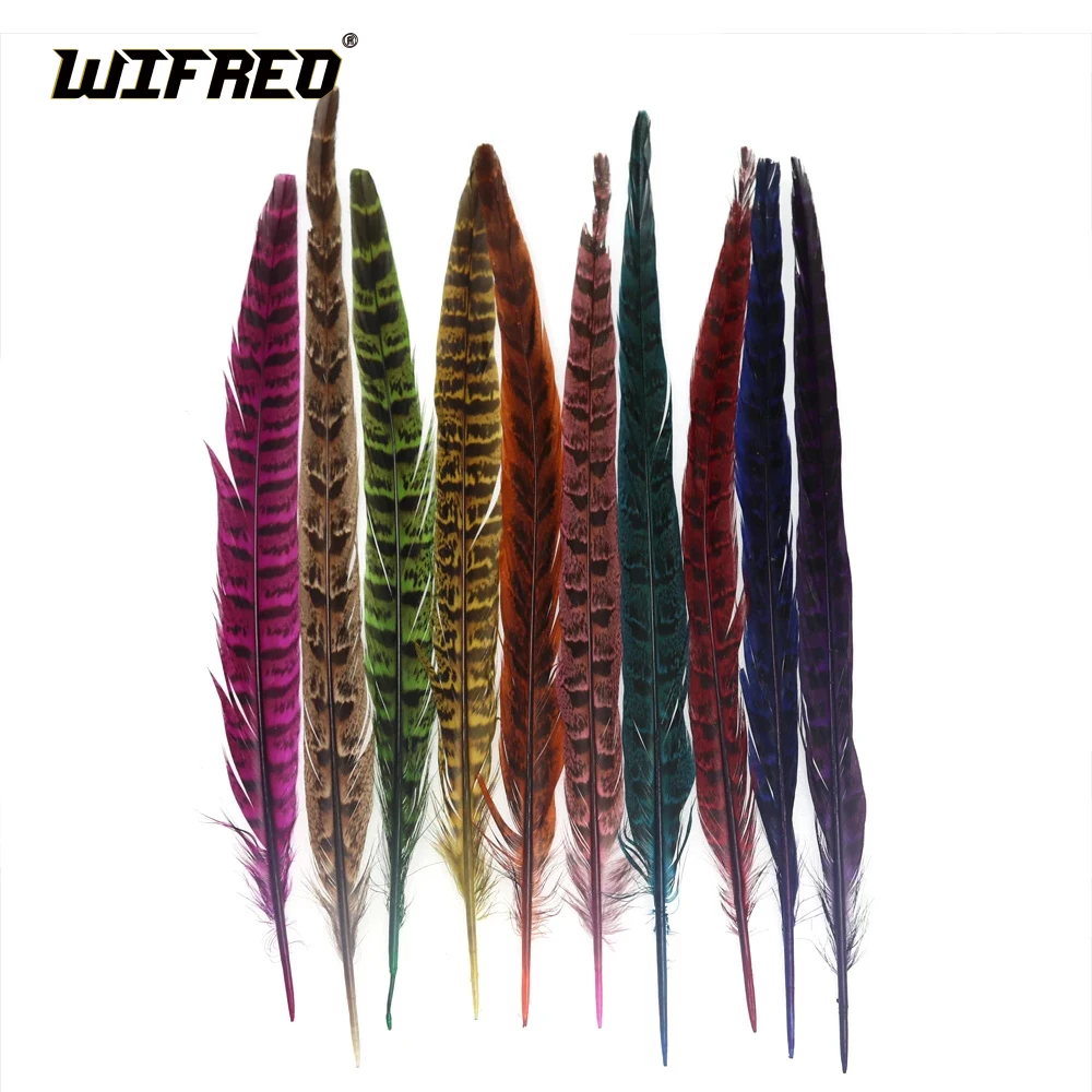 

WIFREO 5PCS Ring Neck Hen Pheasant Tail Feather for Fly Tying Nymphs Natural Feather for Wet Fly Wings Fly Tying Lures Material