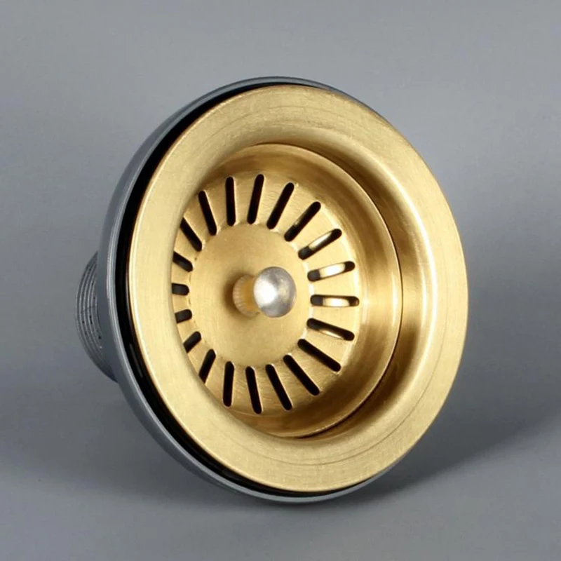 

Brushed Brass 3.5" Kitchen Sink Drain Strainer sink With Removable Sink Strainer Basket and Seal Lid