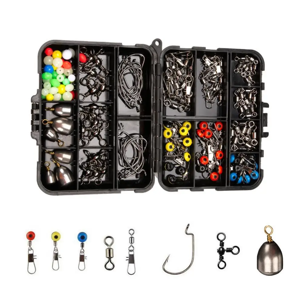 

Hot Sales!! 160Pcs Fishing Accessories Jig Hooks Sinker Swivel Bead Fish Terminal Tackle