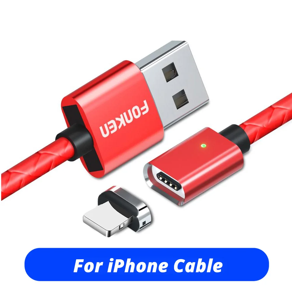 for IOS Red Cable Магнитный кабель для быстрой зарядки, длинный Магнитный кабель Micro US C-type, синхронный Магнитный кабель для передачи данных для samsung IPhone huawei - Цвет: for IOS Red Cable
