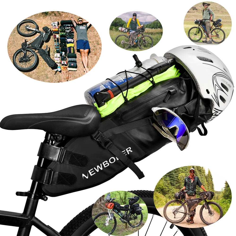 NEWBOLER Bike Waterproof Bicycle Saddle Bag Reflective Large Capacity Foldable Tail Rear Cycling MTB Trunk Pannier Black | Спорт и
