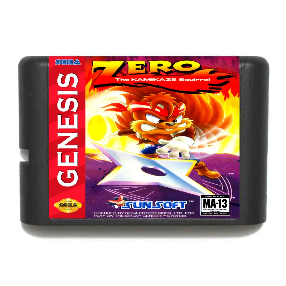 Игровая карта Zero the Kamikaze Squirrel NTSC USA 16 bit MD для Sega Mega Drive Genesis|Картриджи| |