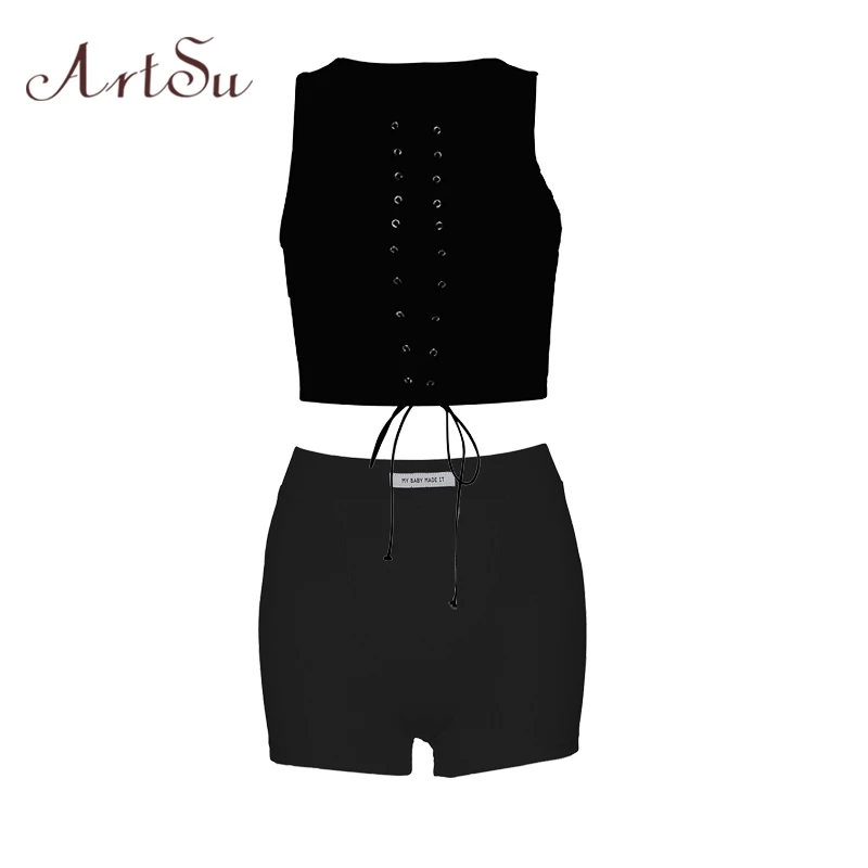 Женский комплект из топа и шортов Artsu облегающий топ с высокой талией бандажный