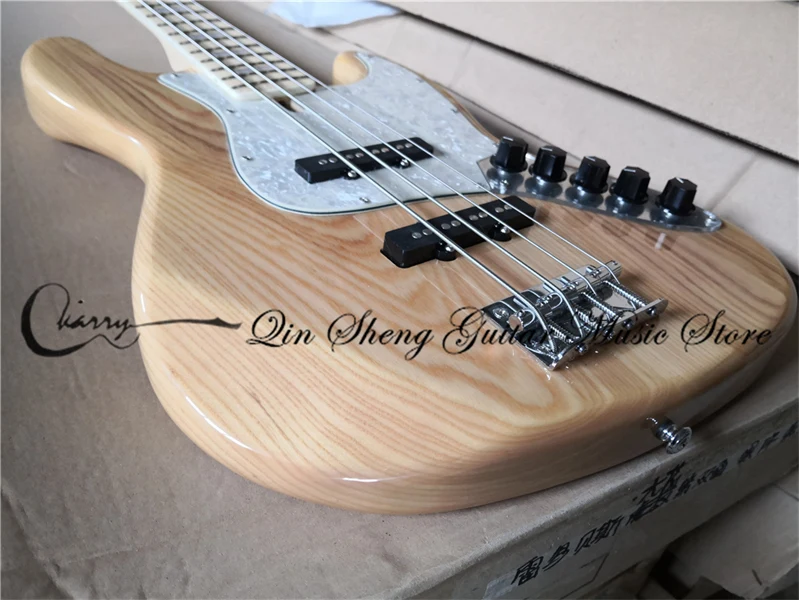 

Pre-customized Electric Guitar Bass,4 strings JA bass,ASH wood body,maple fingerboard shell inlay,Down Lever,active battery