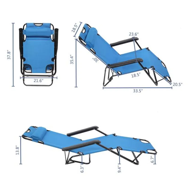 

Portable Dual Purposes Extendable Folding Reclining Chair Blue Outdoor Garden Chair Beach Chair for Vacation Ship From US NO TAX