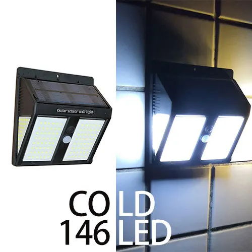 146LEDS Cold 1 шт. высококачественный настенный светильник солнечный светильник 6 светодиодный уличный садовый настенный светильник для двора ландшафтный светильник холодный белый теплый RGB сменный - Испускаемый цвет: 146LEDS Cold