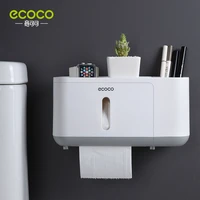 ecoco waterproof toilet paper holder wall mount holder for toilet shelf box tray roll storage box organizer bathroom accessories