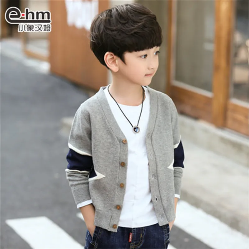 Весенне-осенние Хлопковые вязаные свитера для мальчиков-подростков