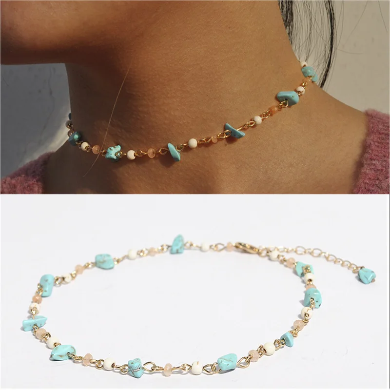 Cpop Трендовое колье-чокер с бусинами золотая цепочка индивидуальное эффектное