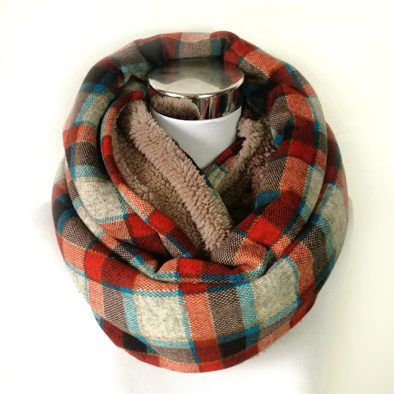 Big Plaid 02 Новая мода унисекс Женские зимние вязаные круглые петли scavres кашемир дамы Бесконечность шарф снуд шарфы обертывания - Цвет: Big Plaid 02