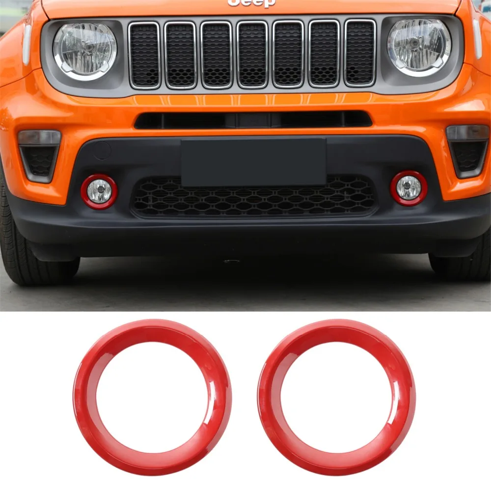 Для Jeep Renegade передний противотуманный светильник, декоративное кольцо, внешняя отделка автомобиля, накладка, оранжевый, красный, серебристый, углеродное волокно