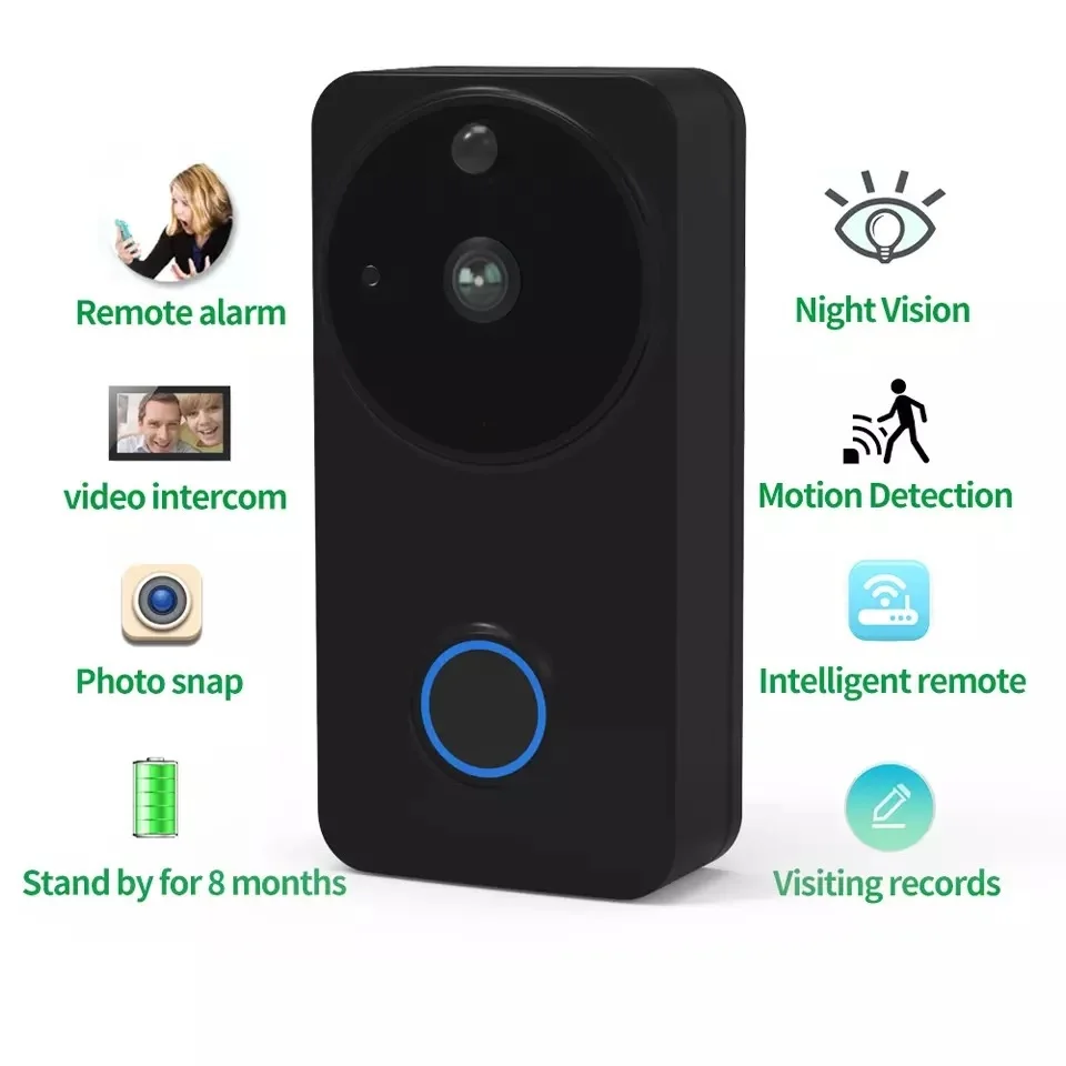 Дверной звонок SUNTEX FHD 1080P Smart Life Tuya APP беспроводной дверной Wi-Fi монитор