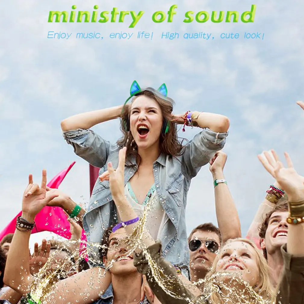 Складные Наушники для косплея с кошачьими ушками Bluetooth беспроводная Проводная