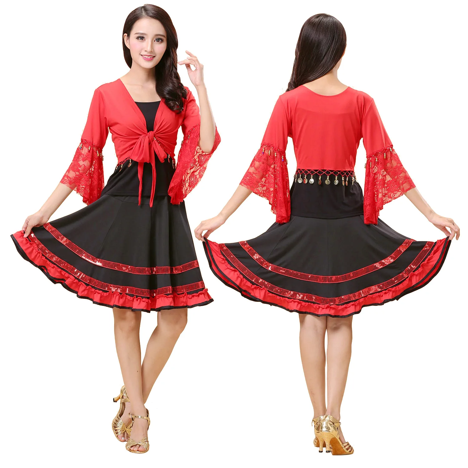 Женское платье для латиноамериканских танцев Кружевной Костюм самбы одежда