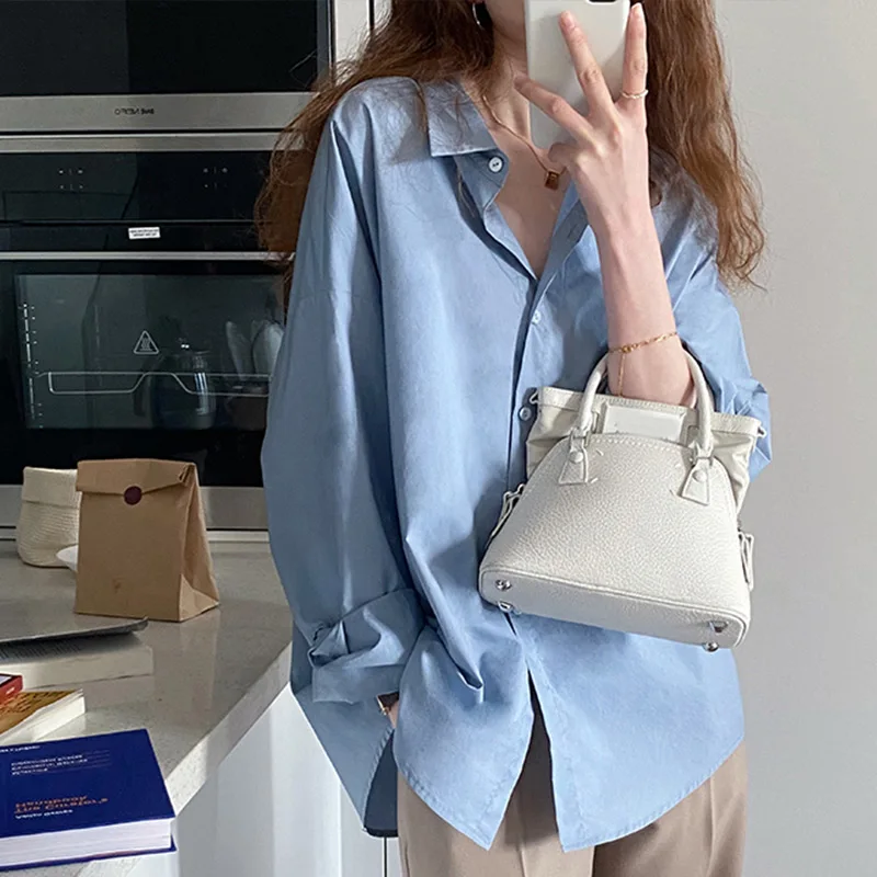 

Повседневная Женская блузка, Однотонная рубашка, весна-осень, женские модные рубашки и блузки с длинным рукавом, модные женские топы в офисн...