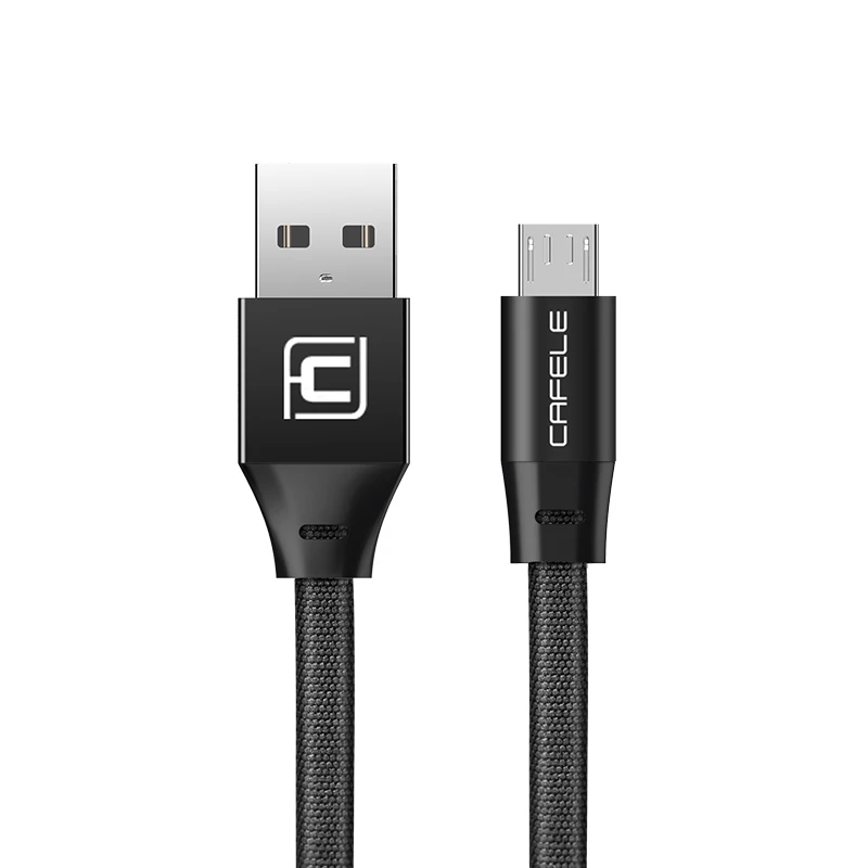 Cafele Micro USB кабель для Xiaomi samsung huawei LG быстрое зарядное устройство сплав Разъем для Android мобильного телефона usb зарядный шнур - Цвет: Black