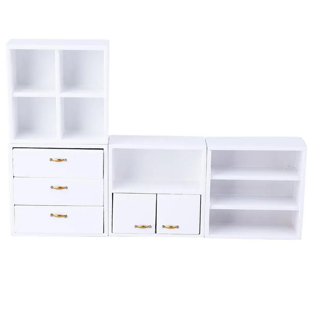 Wooden Cabinet 6 шт. миниатюры имитация кукольный домик деревянная мебель для 1:12 куклы мини деревянный набор мебели для гостиной столовой - Цвет: Wooden Cabinet