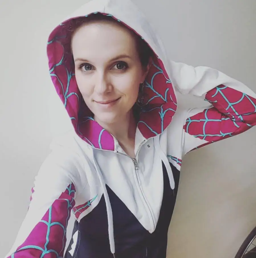 High quality Spider Gwen Stacy Cosplay Costume 3D Zipper Jacket Coat Outfit Clothing Hoodies Sweatshirt Halloween Costumes | Тематическая