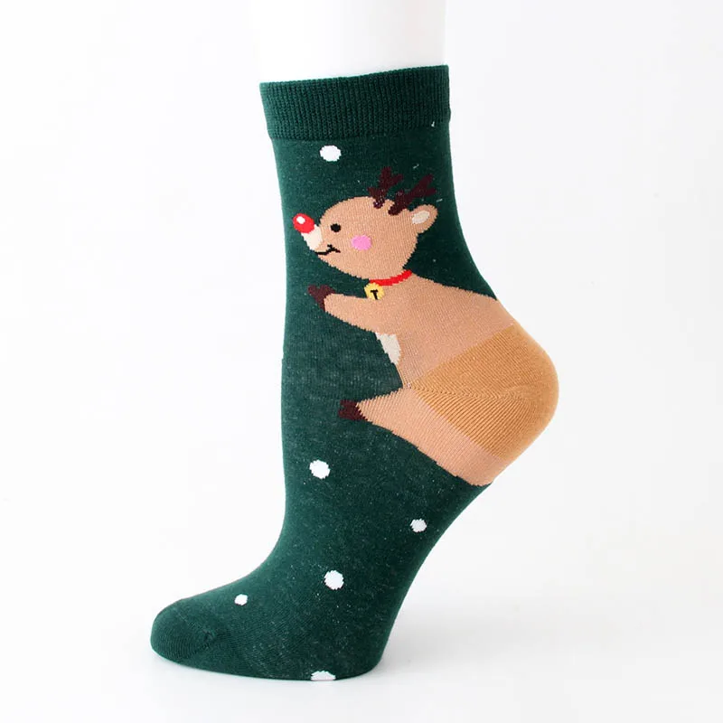D Cotton Socks Cute Funny Women Sock Colorful Cartoon Kawaii Santa Elk Socks Christmas Gift For Girls Cute funny design#F - Цвет: D