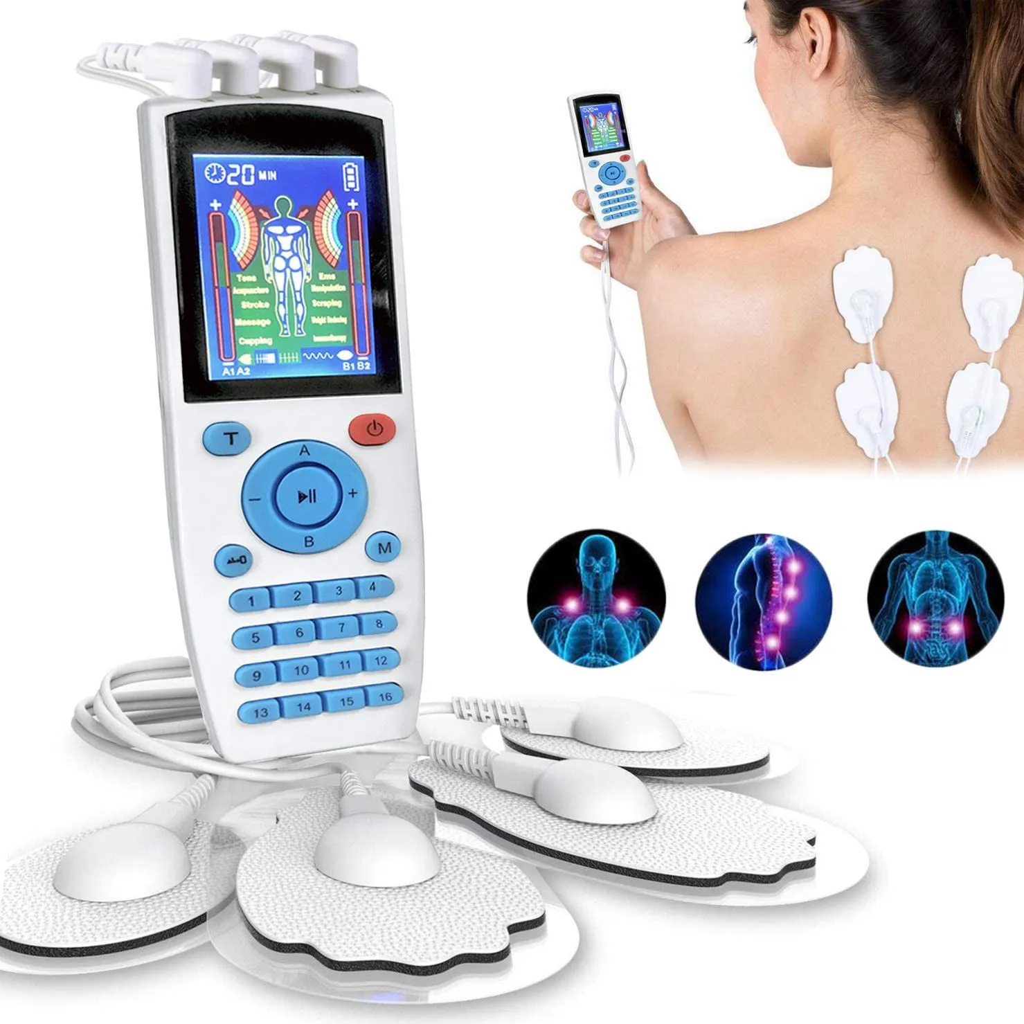 

Electronic Tens EMS Muscle Stimulator Pulse Acupuncture Massage Therapy for Back Neck Massager Health Care Full Body Relaxtion