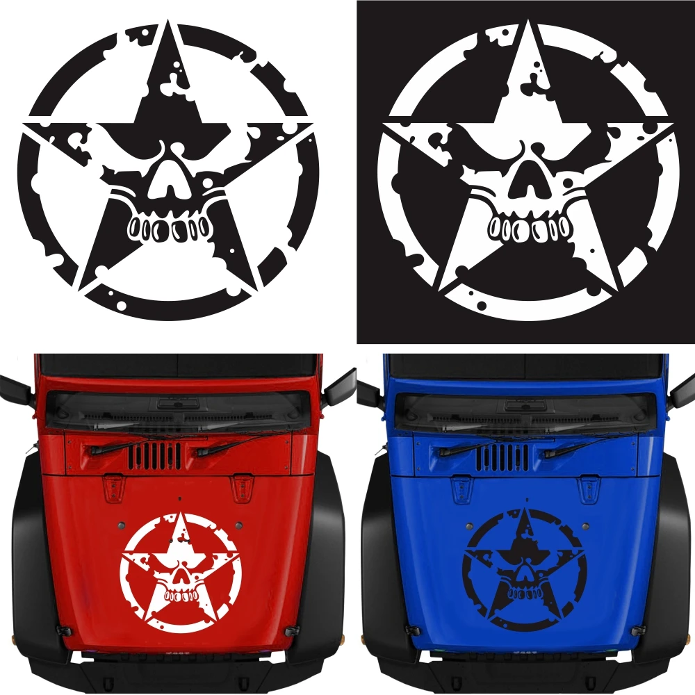 

Military forces cover star sticker decals jeep Wrangler JK CJ TJ YJ pentagram broken skull head fall car sticker accessories