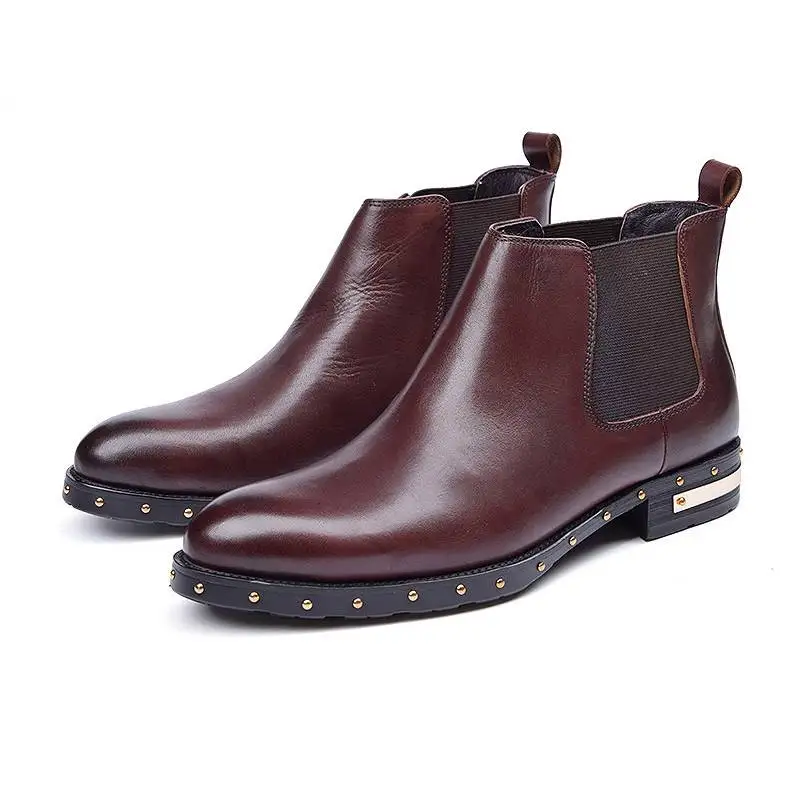 

Fashion Brand Genuine Leather Ankle Boots For Women Carving Bullock Boots Slip On Chelsea Boots Women Gold Decorate Platform Boo